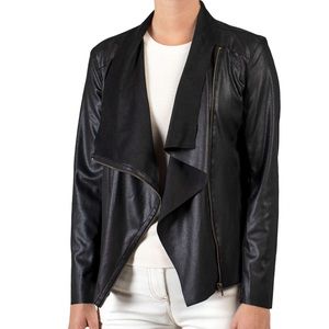 NWT- Mote Women’s Long-sleeve suede moto draped jacket Size: Large
